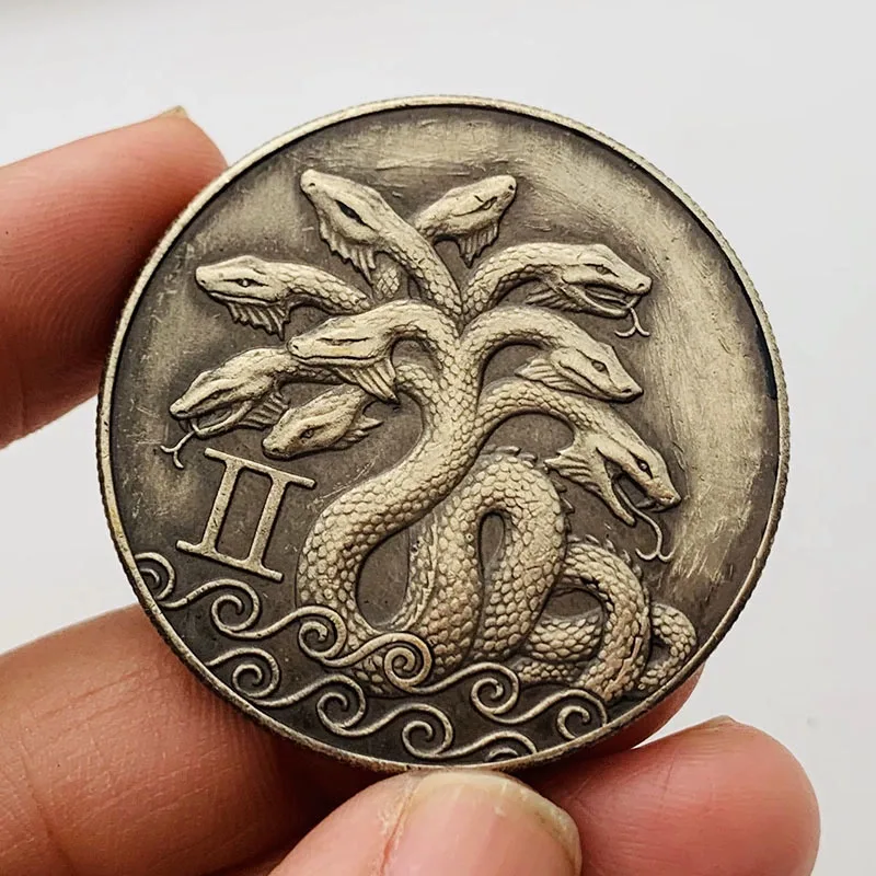 Antique punk Hobo Nickel custom coin 2D 3D logo embossed Hydra Collectable metal coin gear edge snake cheap old coin for sale