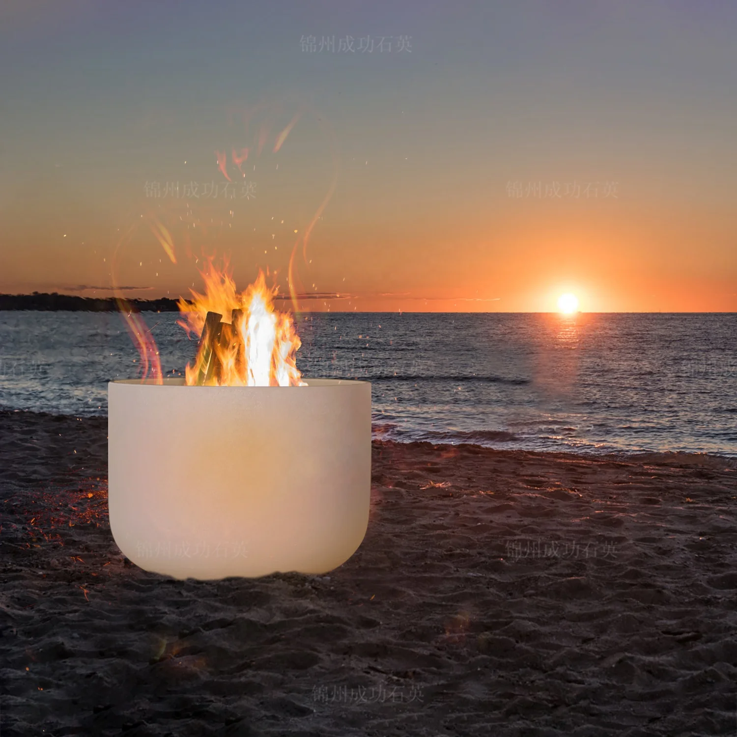 SUCCESS Portable Fire Pit Wood Burning Large Outdoor Quartz Fire Bowl