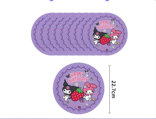 New Stock Kulomi Party Theme Paper Plate Set Paper Towel Cup Pull Flag Tablecloth Party Layout Supplies