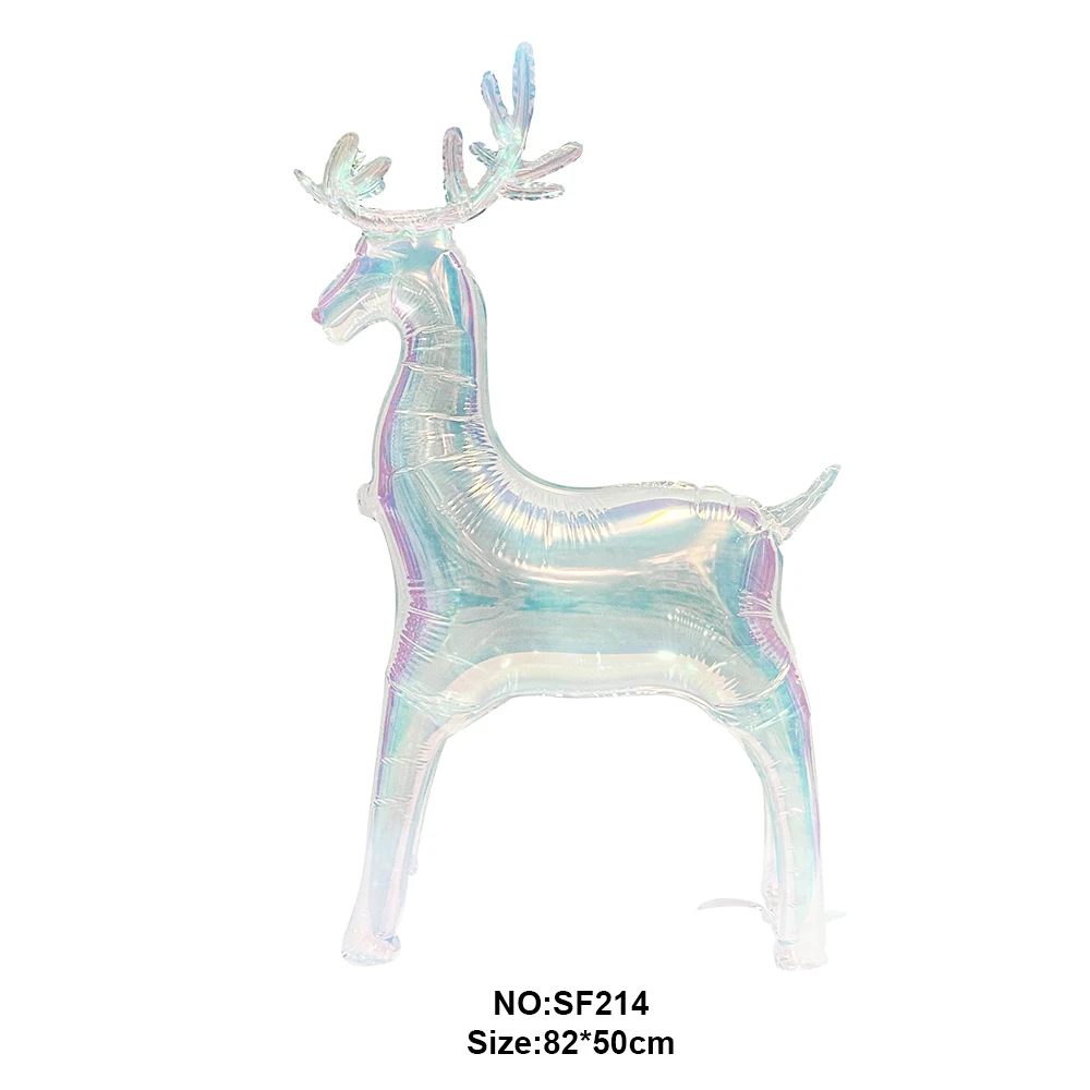 Party Supplier Laser Iridescent Elk Shape Christmas Decoration Ballon Merry Christmas Balloons For Christmas Elk Foil Balloons