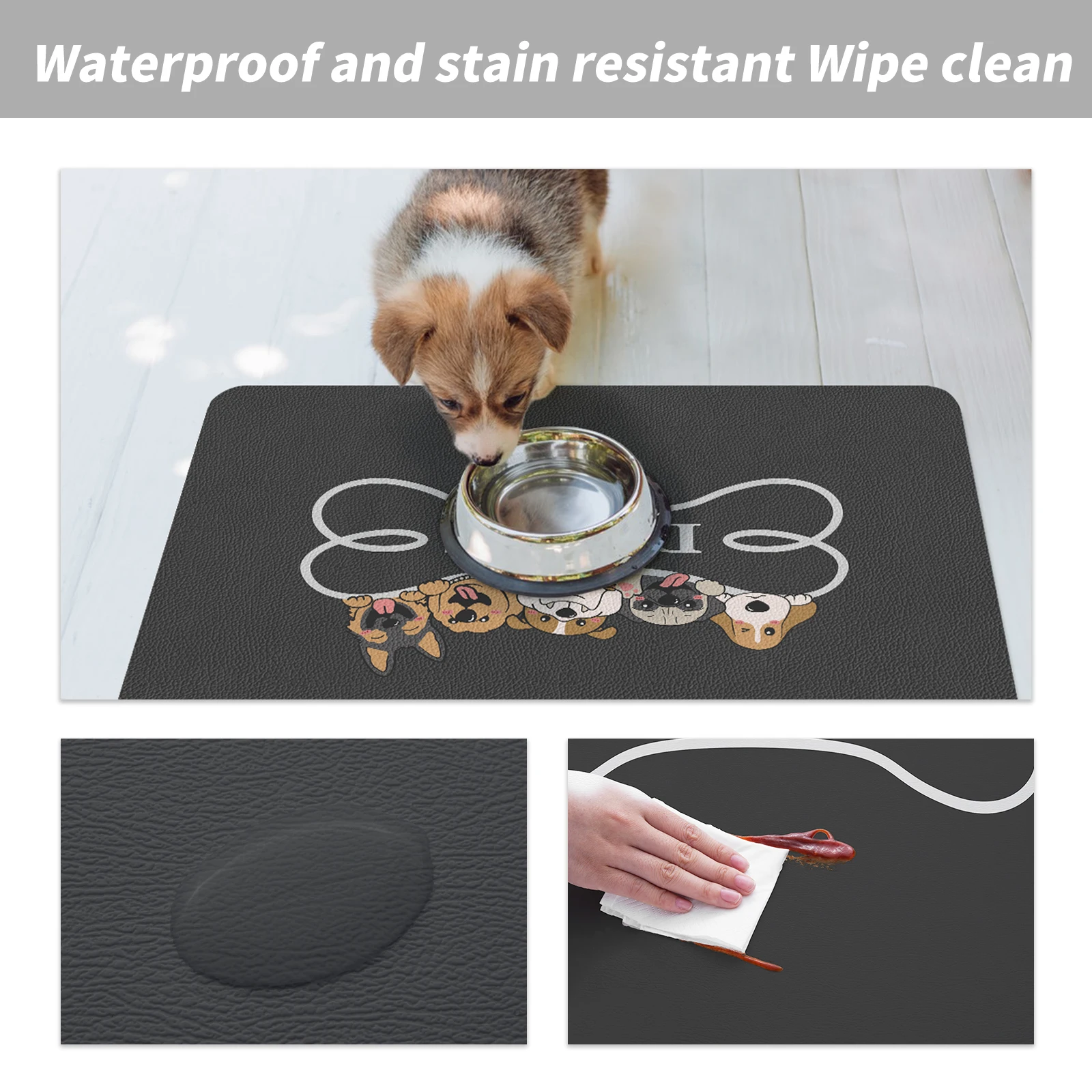 Hairless Custom Logo Antibacterial Pet Bed Anti-Slip Waterproof Training Pad Home Use Cooling Pet Bowl Feeding Food Mat