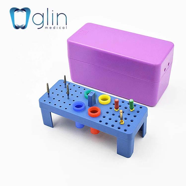Glin Dental Square Root Canal File Farme Holder 64 Holes Plastic Dental Multi-function Endo Box G-72C
