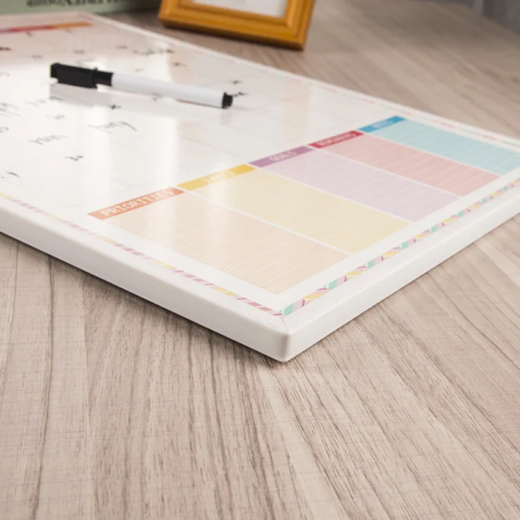 18x12 inch plastic frame  Magnetic Custom  Printing Dry Erase School White Board  Monthly Planner  with whiteboard marker