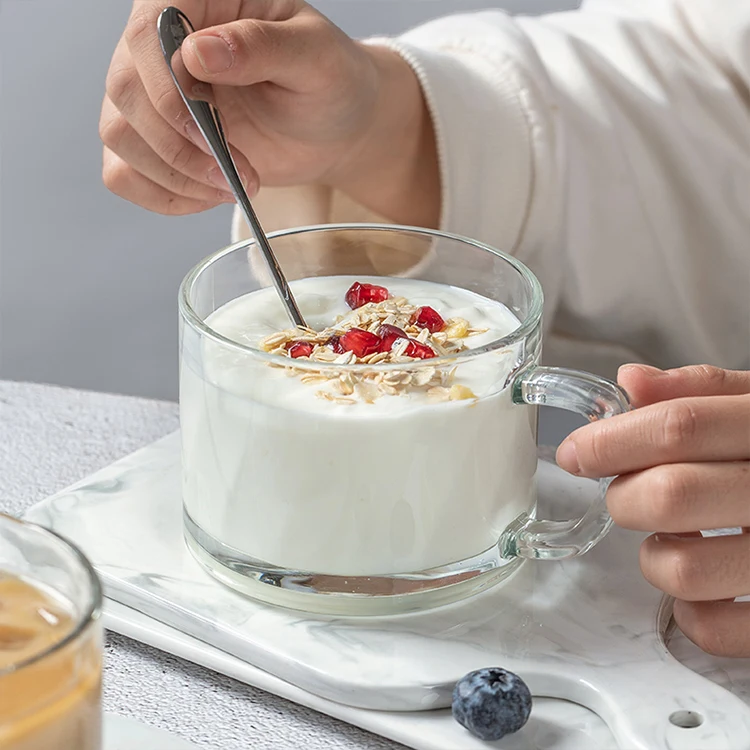500ml Breakfast glass bowl Mugs Oat cup borosilicate glass