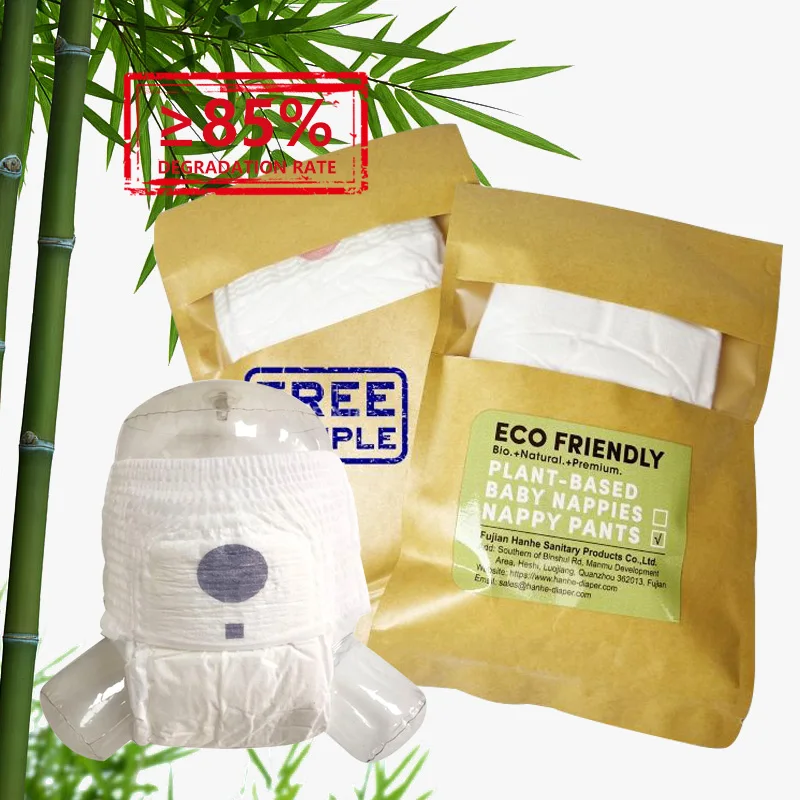 Oem Soft Organic Bamboo Fiber Disposable Biodegradable Baby Diapers For Sensitive Skin