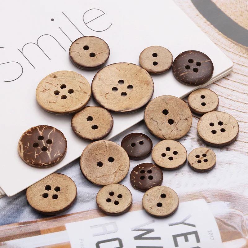 Circular Coconut Button Coat Sweater Wooden Shirt Natural Coconut Button