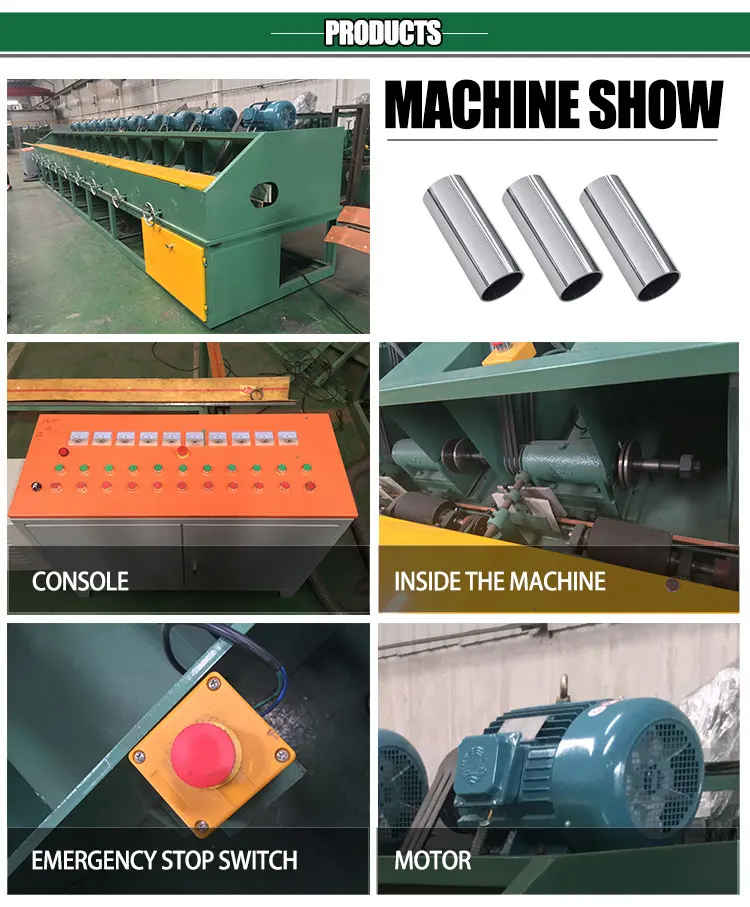 10 Wheel Head SS /Carbon Steel Round Pipe Polishing Machine