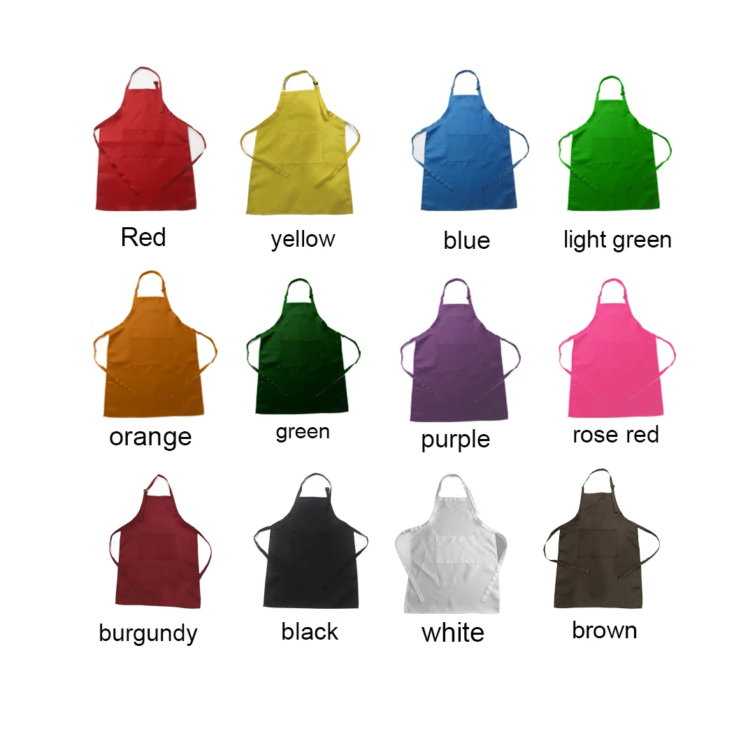 
Factory price direct sales cute style children solid color polyester apron kids aprons 