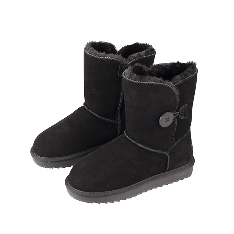 Fuzzy Waterproof Half Boots Platform Fur Button Snow Boots Warm Shoes for Women
