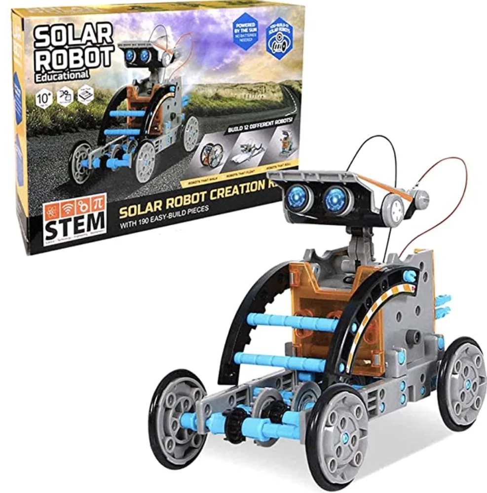 
Assembling Solar Robot STEM 12-in-1 DIY Building Education Science Experiment toys for Kids 