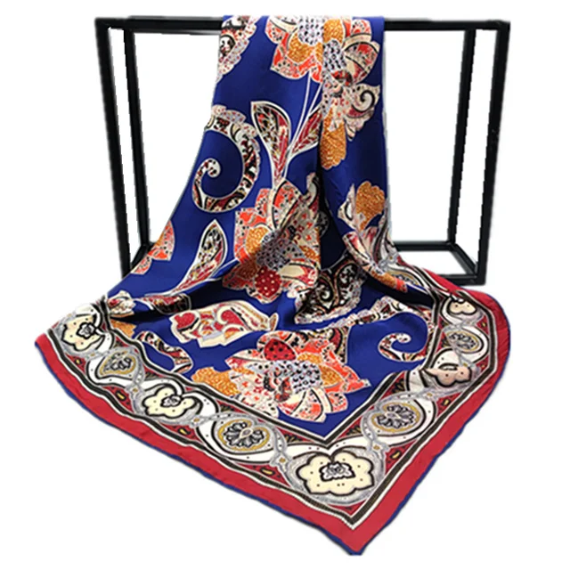 Women Small MOQ  Luxury Elegant Brand Wrap Handkerchief Soft Square Satin 100% Silk Scarf For Women