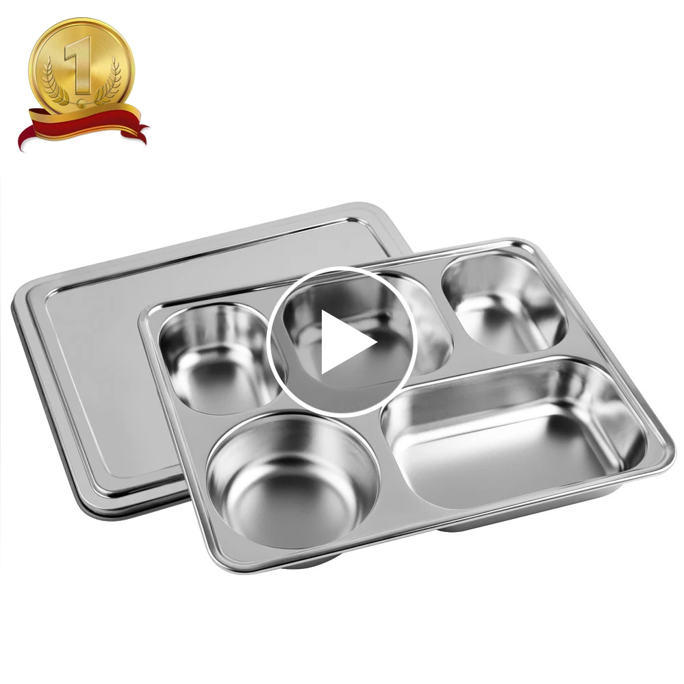 restaurant metal 3 compartment plate divided fast food tray for kids