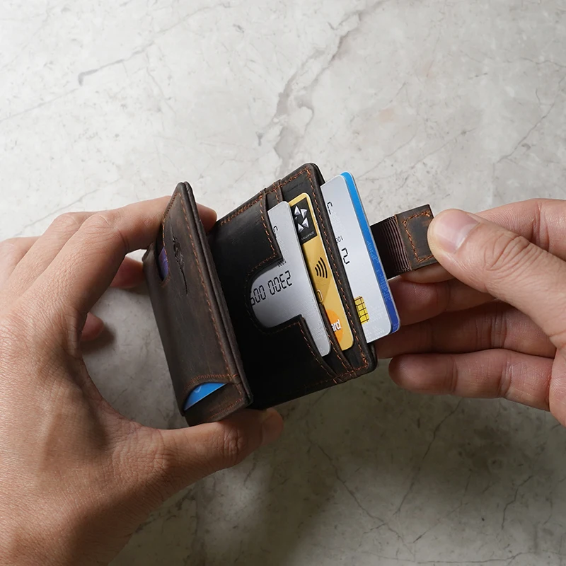 Money Clip Slim Minimalist Wallet for Men RFID Blocking Slim Leather Wallets for Men Bifold Front Pocket Wallet for Men