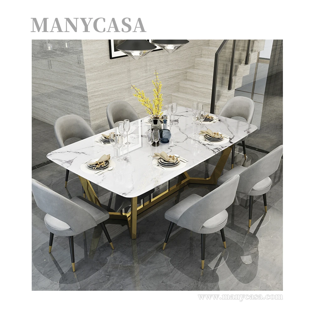 Modern European Style Luxury Dining Room Set Marble Dining Table Set Made In China