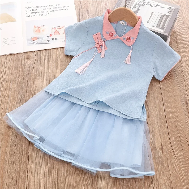 Костюм Тан для девочек, традиционное китайское этническое платье, одежда ханьфу