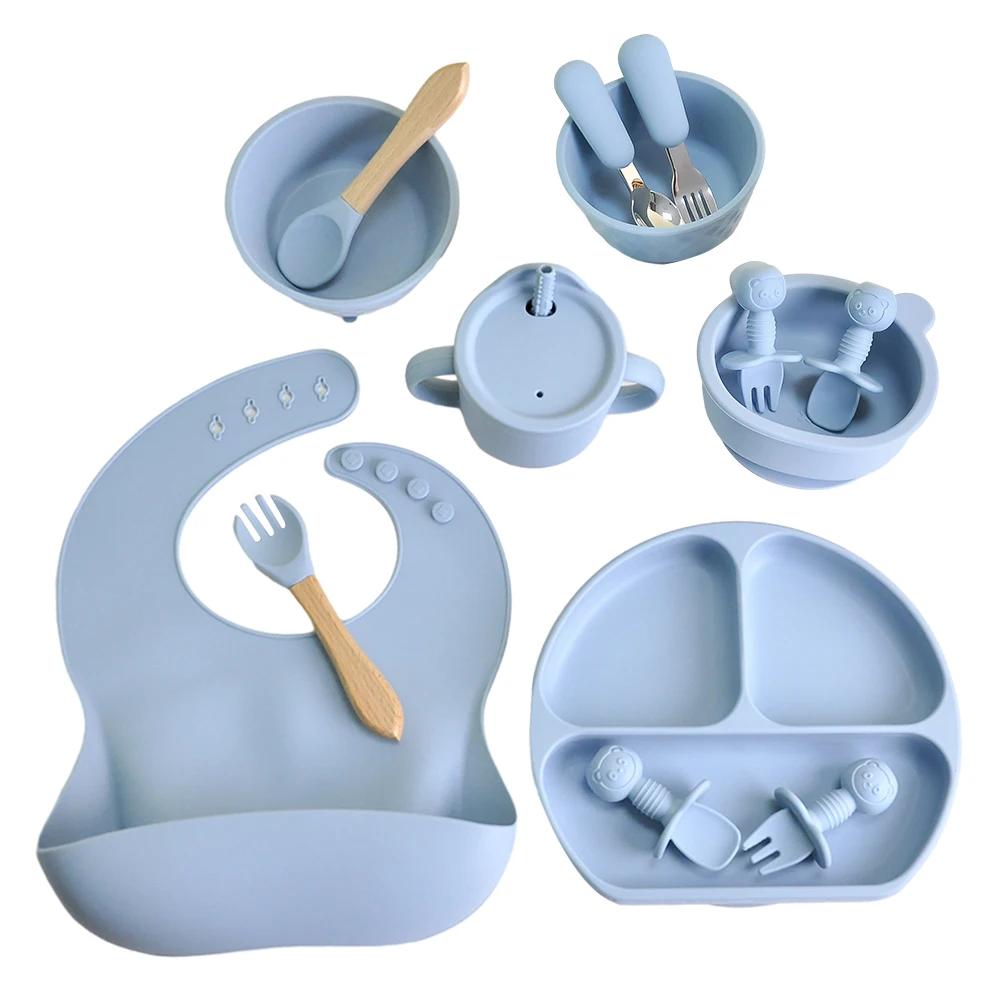 Eco-friendly Vajilla De Silicona Cartoon Bear Shape Food Grade Bpa Free Silicone Tableware Baby Suction Plate