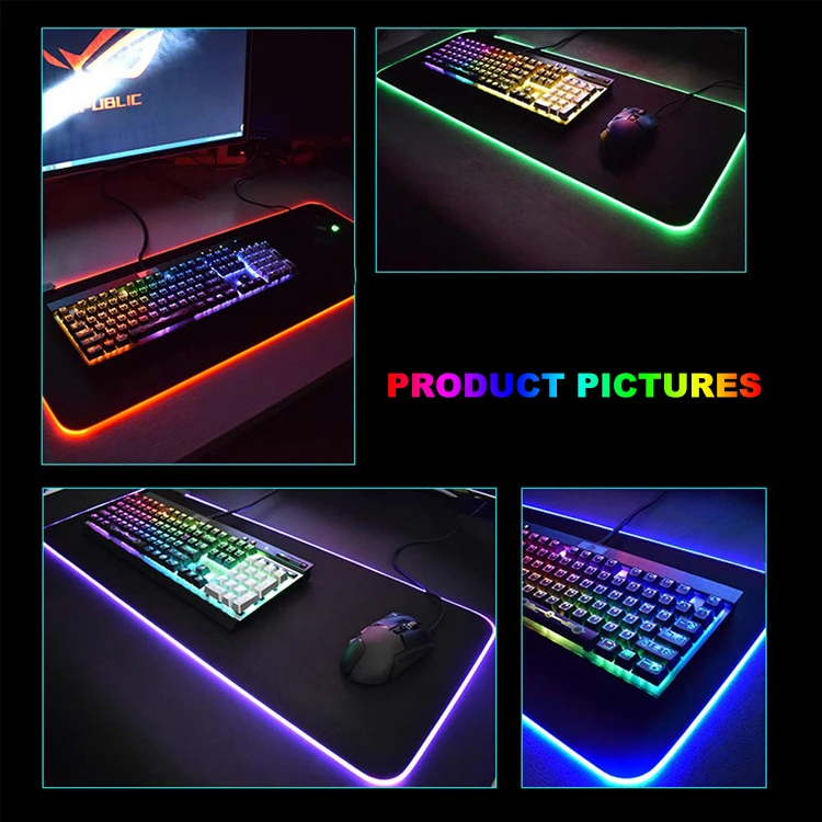 New Design 13 Light Modes Led Computer Keyboard Mouse Mat Anime RGB Mouse Pad