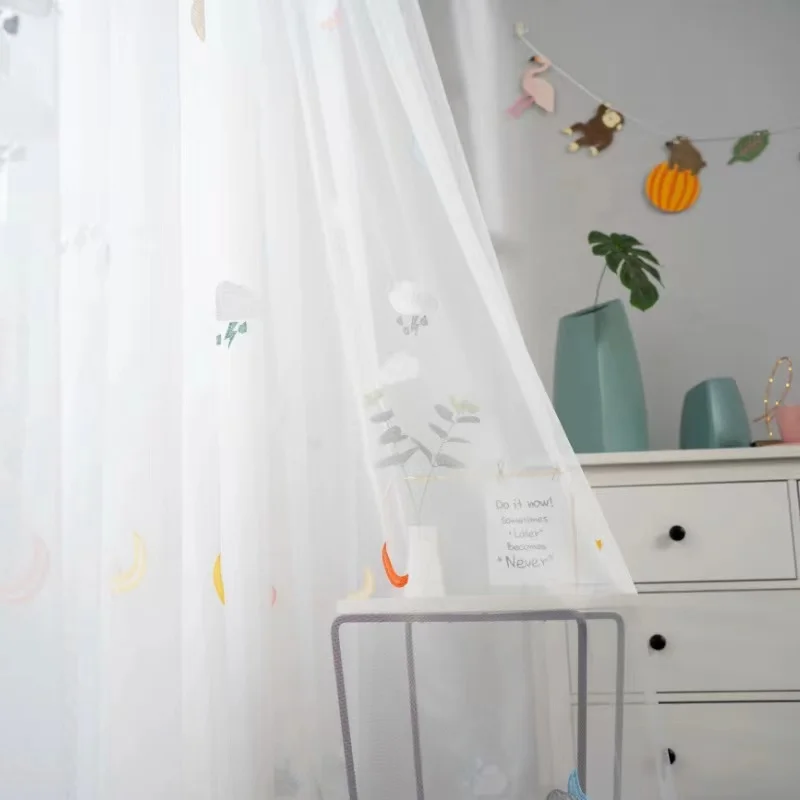 New Style Customized Cute Children Cartoon Embroidery Curtain Fabric For Bedroom