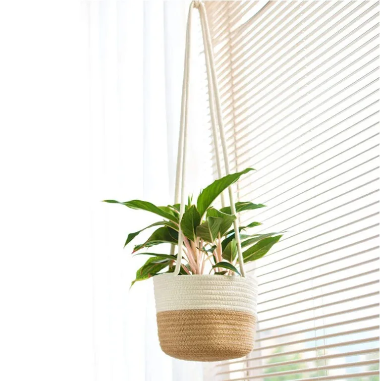 Cotton rope storage laundry basket home decor basket plants basket