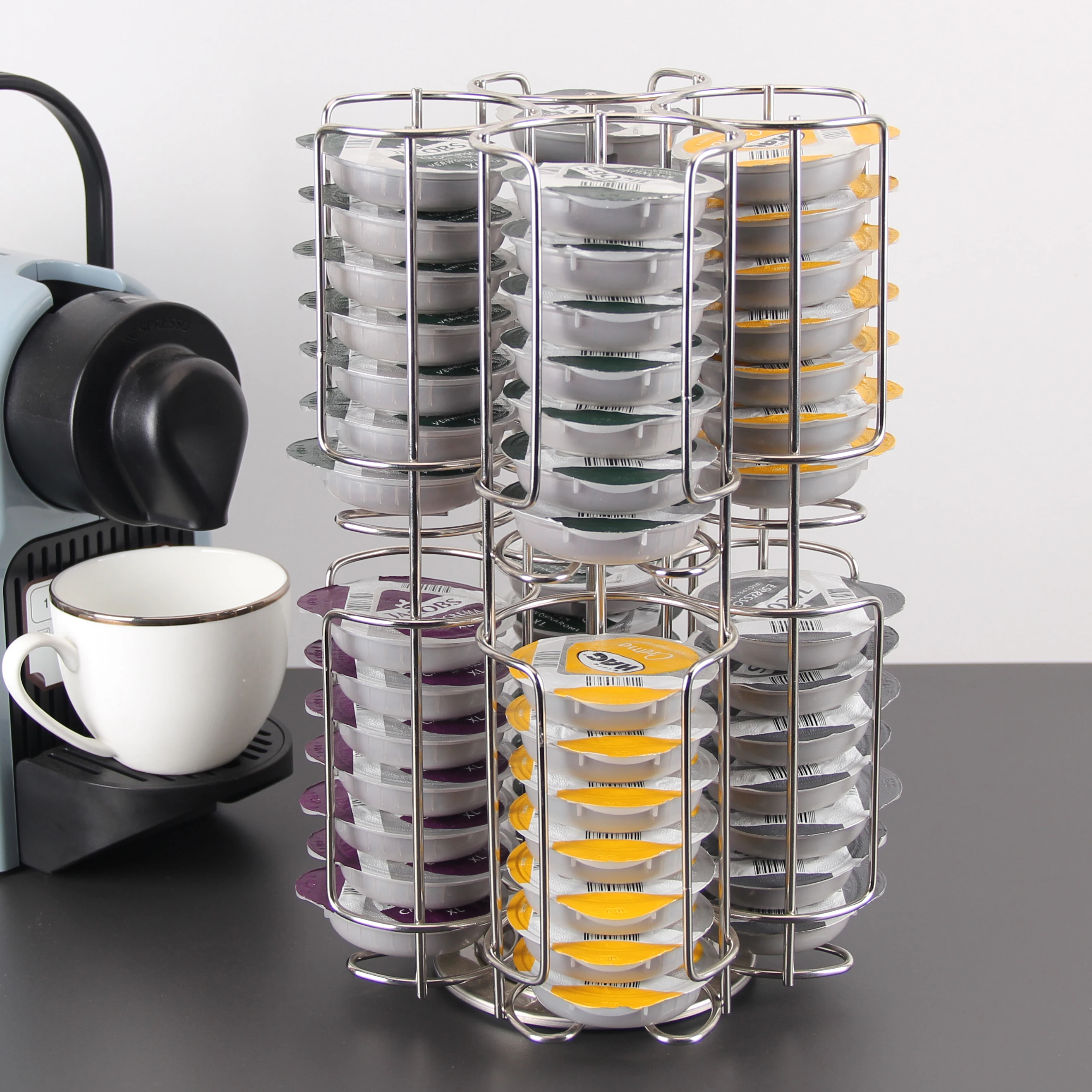 Wholesale Standing Type 64pcs Metal Coffee Capsule Holder