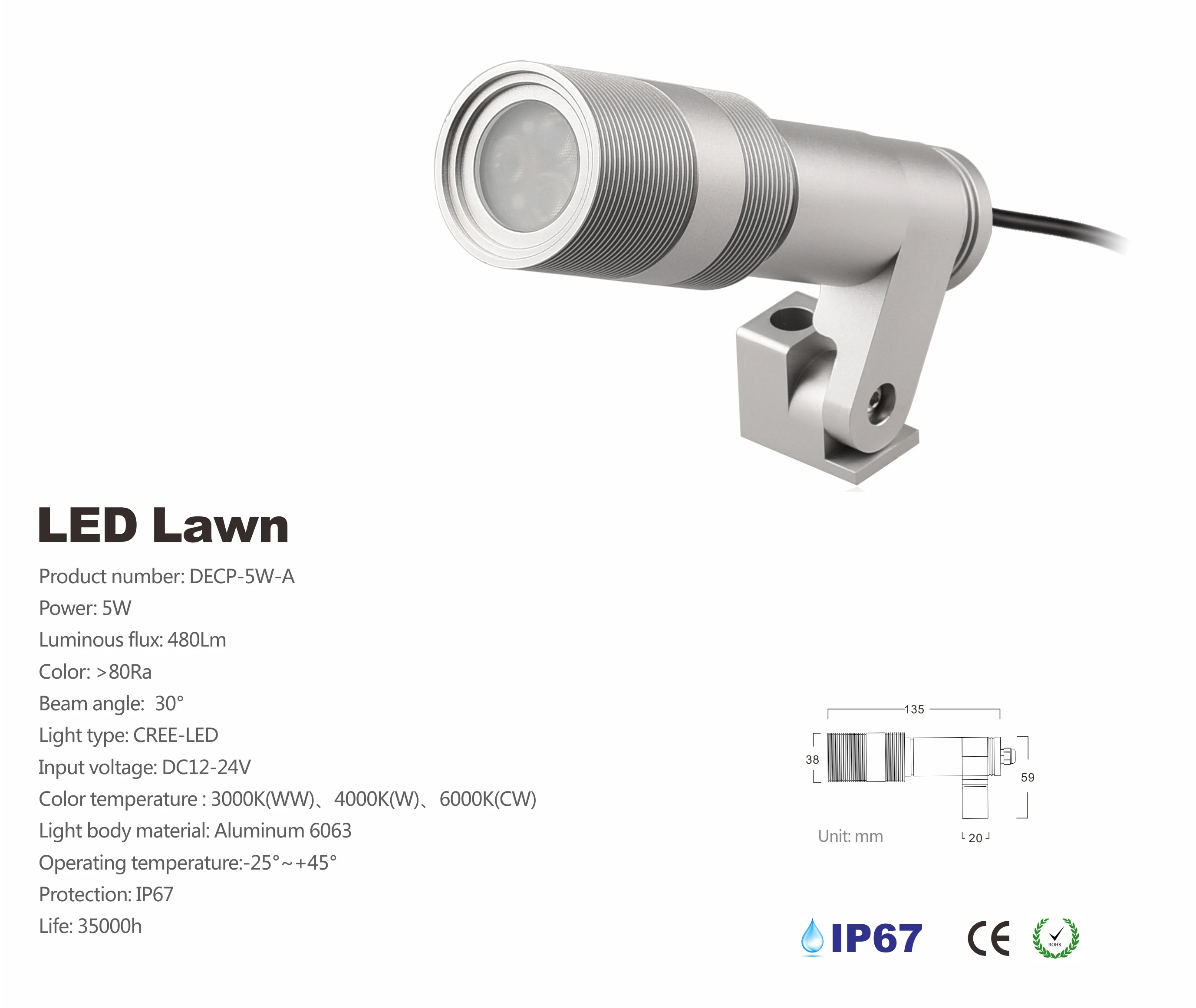High quality new design IP67 Outdoor Landscape LED Spot Lawn Light for Garden Lighting