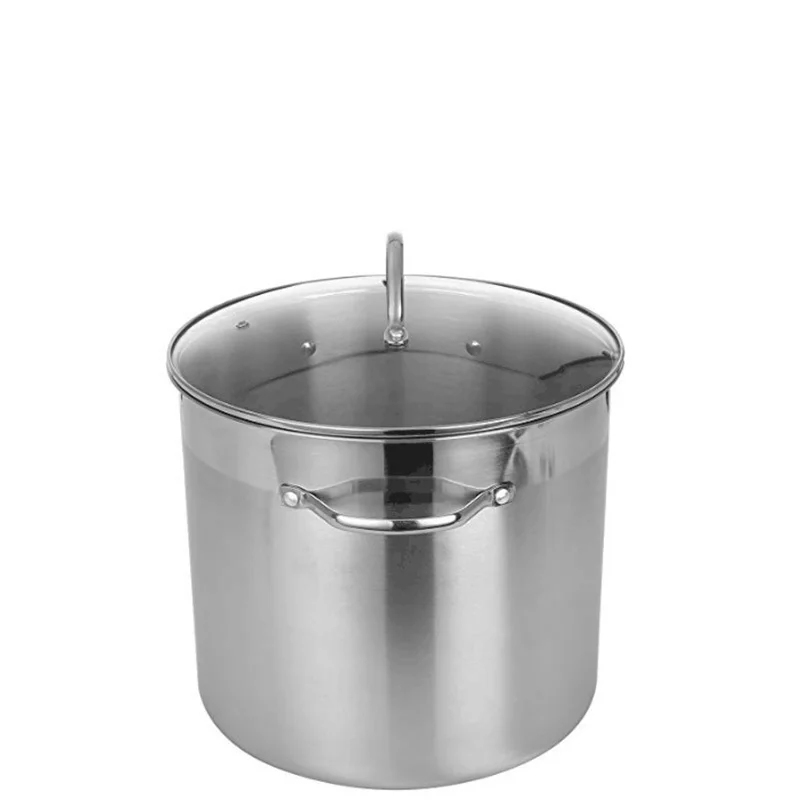 Классический горшок из нержавеющей стали со стеклянной крышкой