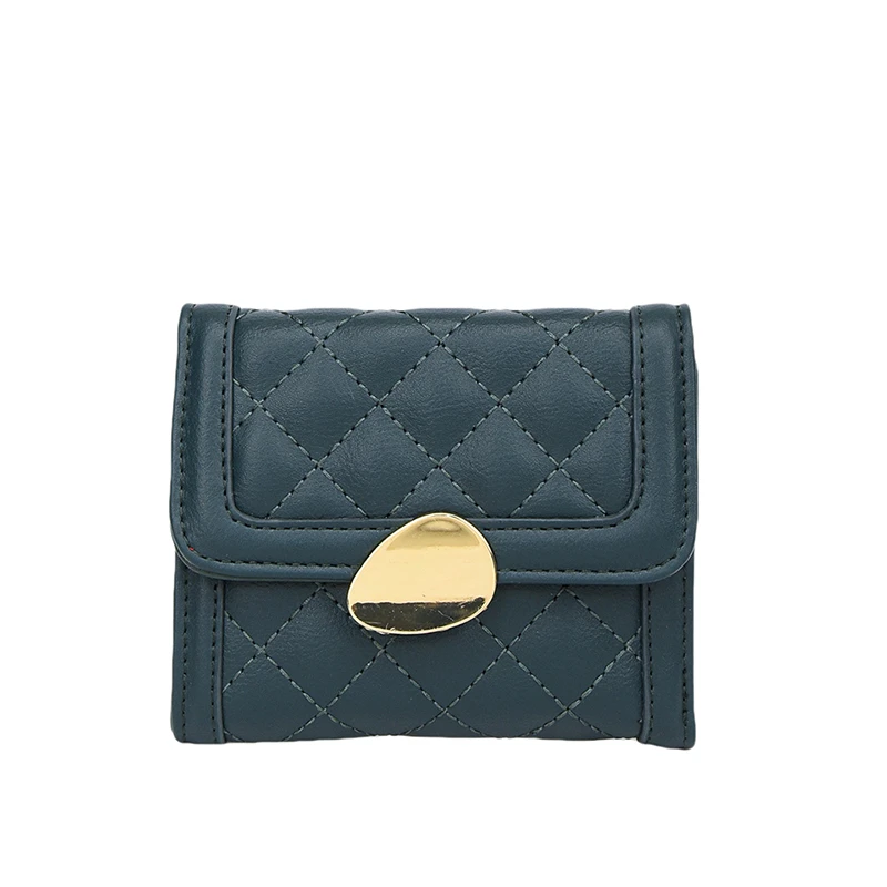 2024 Fashion Designer Faux Leather Luxury Quilted Trifold Mini Wallet for Girls