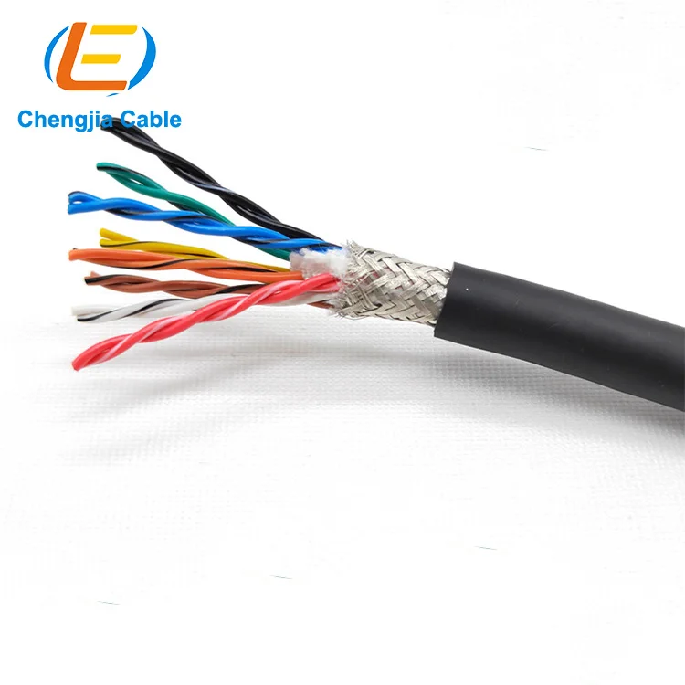 TPU Double Sheath Pair Twist Shielded Ultra Flexible Cable drag chain cable PUR TPE Twisted Multi Pair Shielded Signal Cable