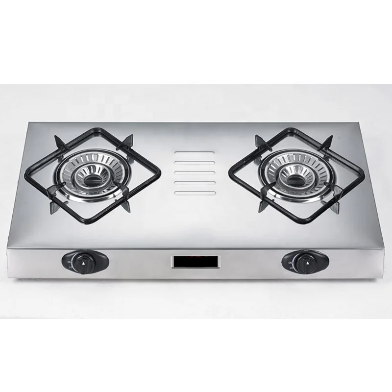 2020 kitchen cooking double burner square grill super stainless steel table top gas cooker