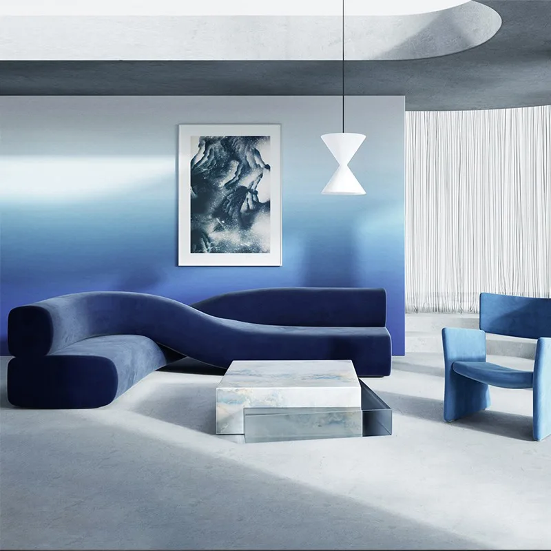 Creative designer living room sofa corner 7 sofa simple irregular fabric large size sofa