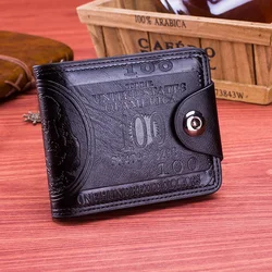 Luxury US Dollar Print Business Card Holder Leather Slim Purse Money Bag Men Wallet