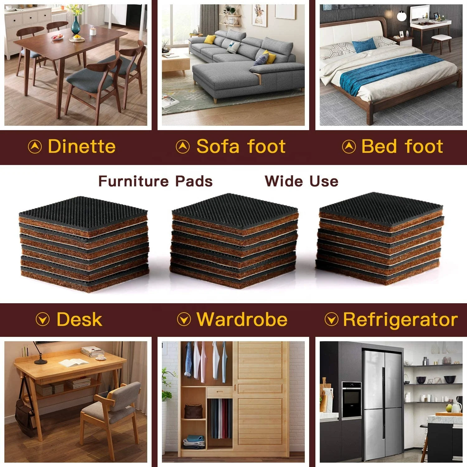 18 шт. 2 дюйма Квадратные Нескользящие резиновые войлочные мебельные подкладки 3 м для ножек стола стула