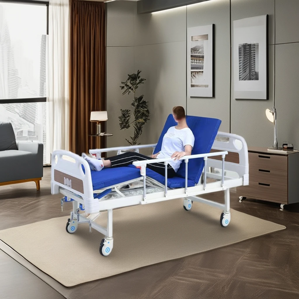 High Quality Simple Manual 2-Crank Adjustable Hospital Bed Metal Nursing Bed For Home Use Hospital Care Bed Bestseller