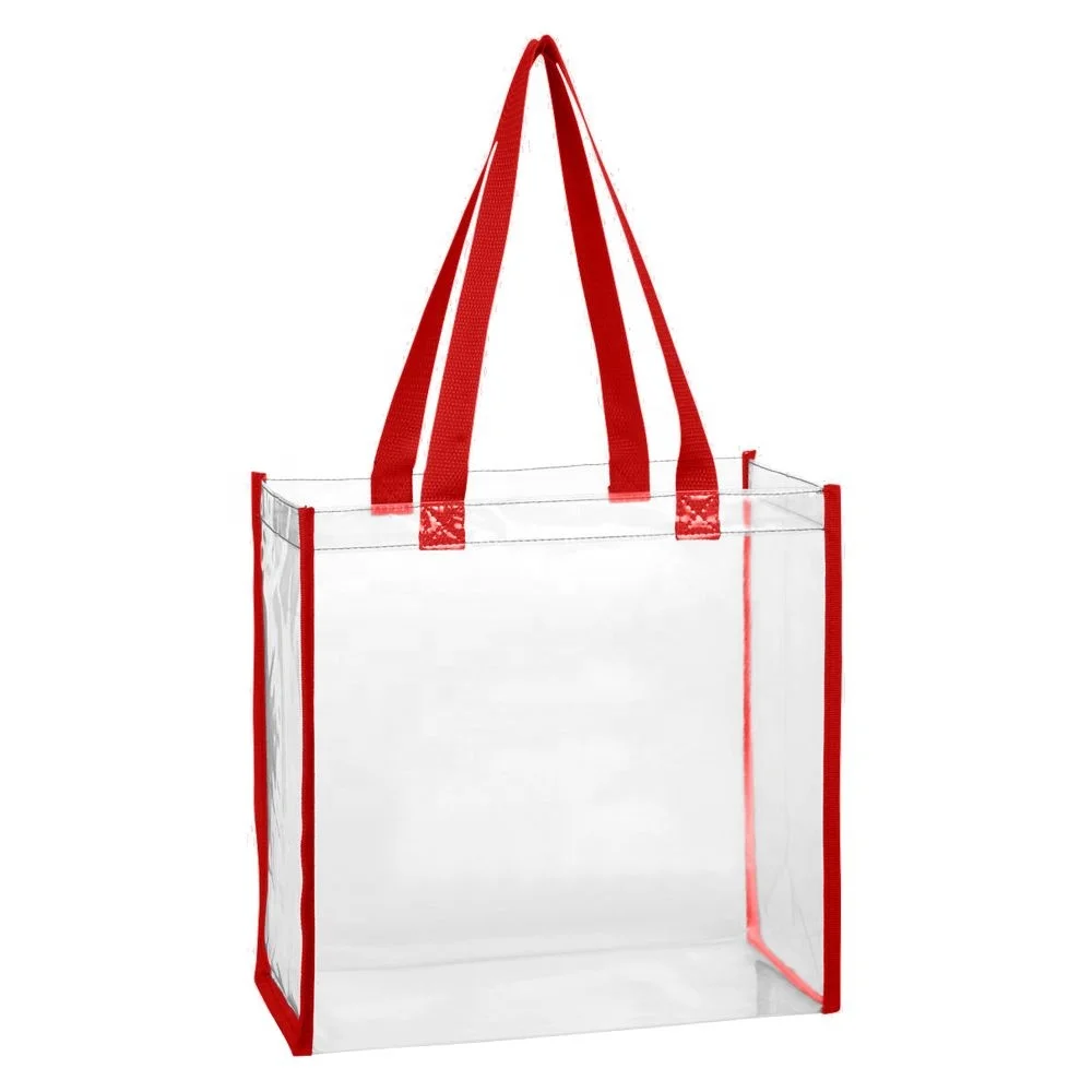 25C Clear PVC Tote Shopping Bag with Webbing Handles Polyester Edges Beach Bag Promotional Gifts CTB001 Clear Tote Bag in Stock