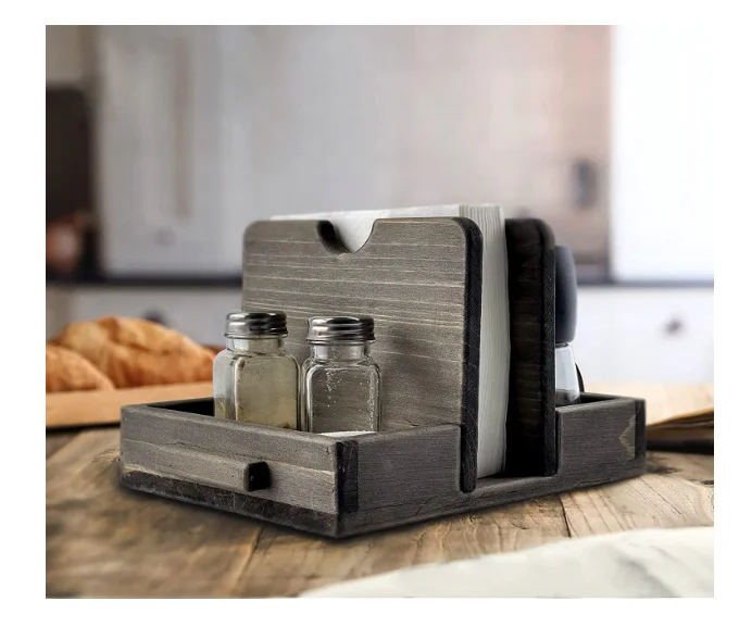 Authumberdale vintage Napkin holder with salt and pepper shaker case