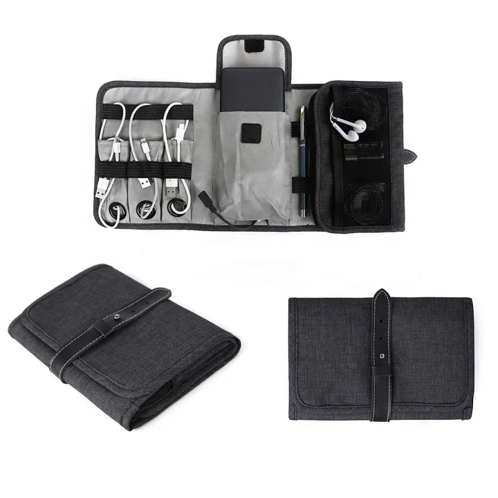 Tri-fold Storage Bag Travel Digital Gadgets Device Electric Accessories Cable Organizer Bag