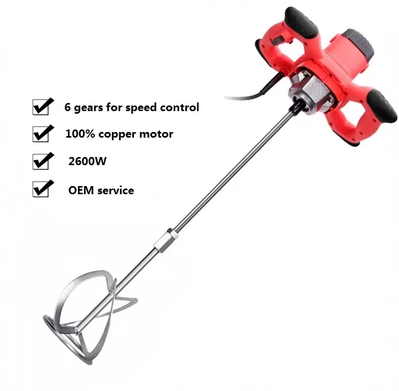 Electric Mixer Machine For Plaster Cement Adhesive Render Paint Drywall Mortar Mixer Tool With Single Paddle