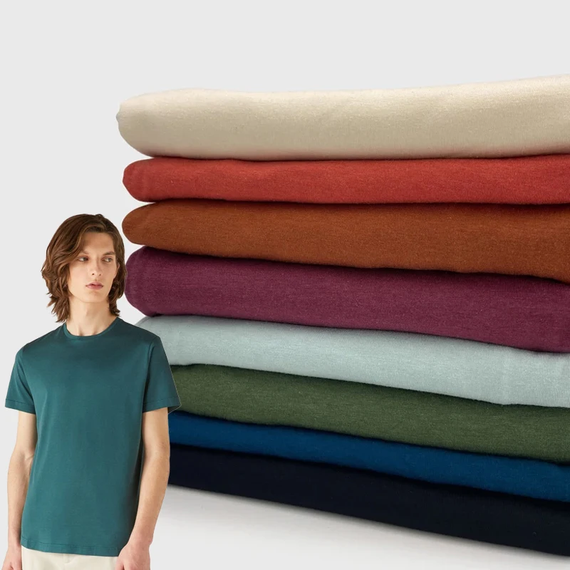180GSM Combed Knitted 95% Cotton 5% Spandex Lycra Stretch Single Jersey Fabric For Underwear Tshirt Clothing