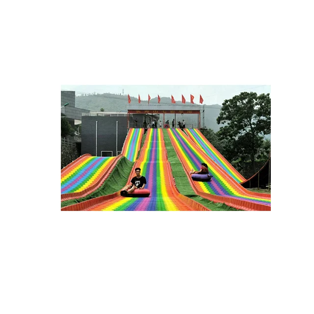 Outdoor rainbow dry snow slide for children and adult to have fun