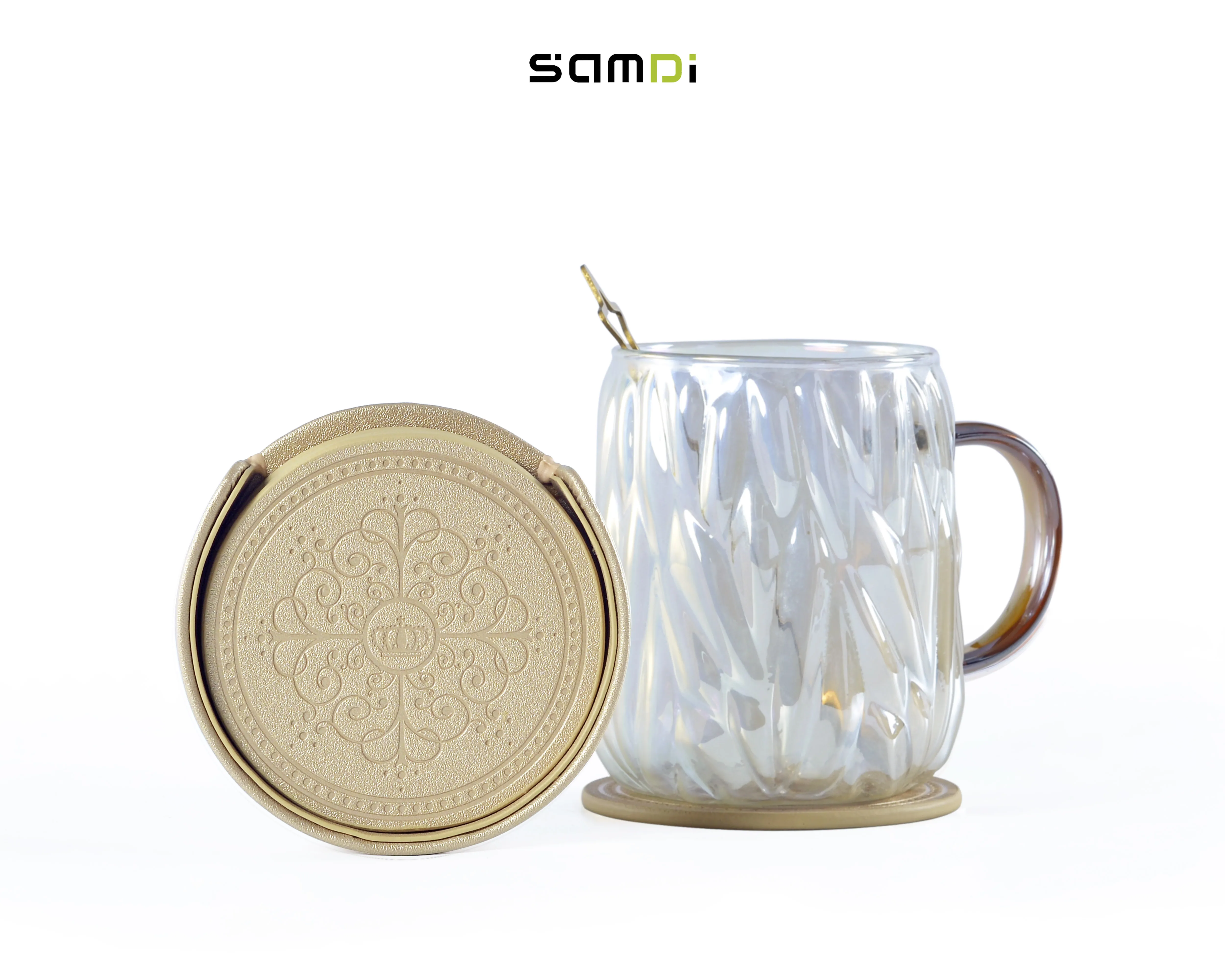 SAMDI Creative Simple Heat-Resistant Waterproof Oil-Proof Round Leather Coasters for Coffee Cups