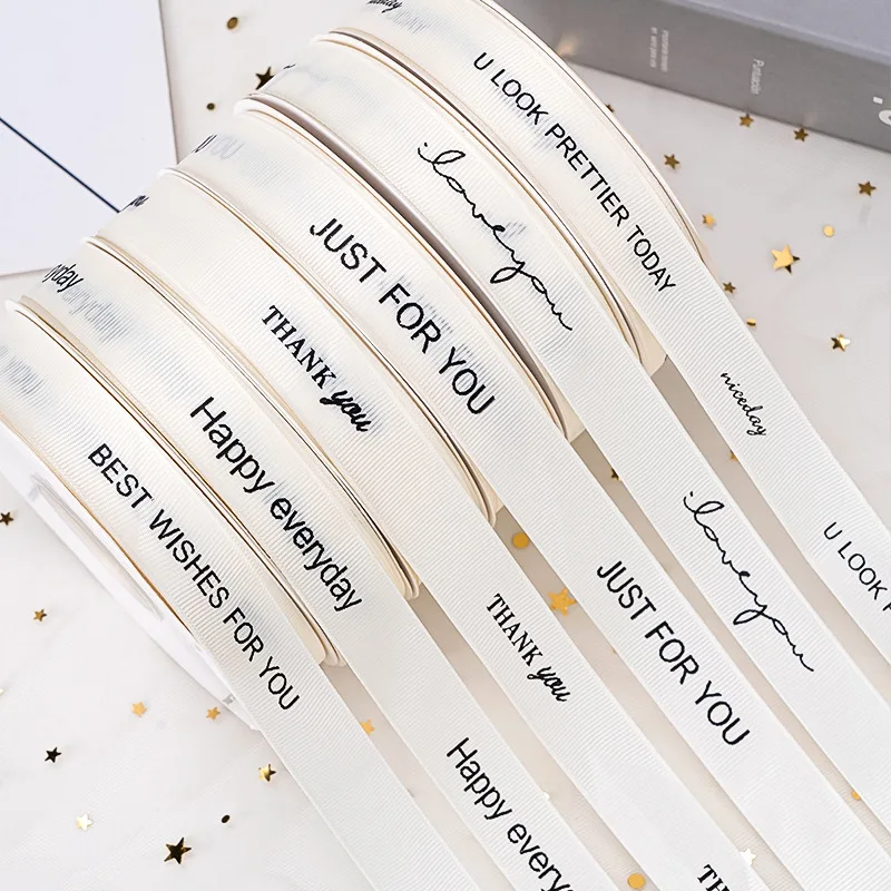 Wholesale Custom Logo Printed 1 Inch White Cotton Twill Ribbon For Flower Packaging And Gift Decoration