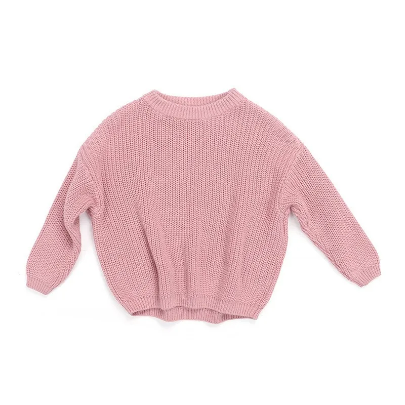 Recommend Winter Kids Clothes Long Sleeve Mix Plain Chunky Knitted Cotton Sweater Baby Sweaters Pullover