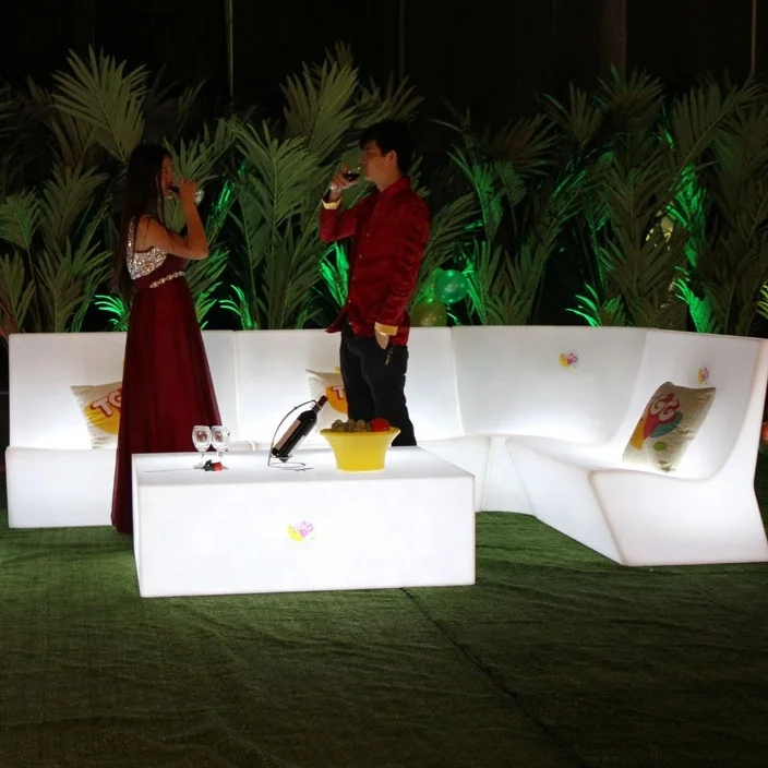 Led Furniture Outdoor Party Lighting Sofa Set  Bar Night Club Plastic RGB Illuminate Sofa