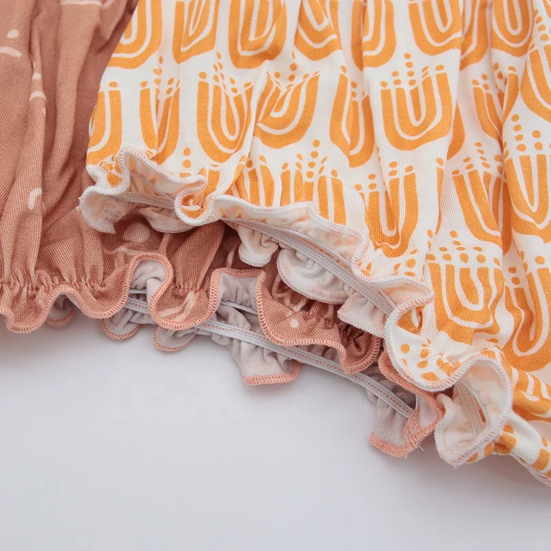 Factory Price New Fashion Lace-Up Baby Girls Dress Suit Set Custom Printing Sleeveless Made Bamboo Viscose Fabric