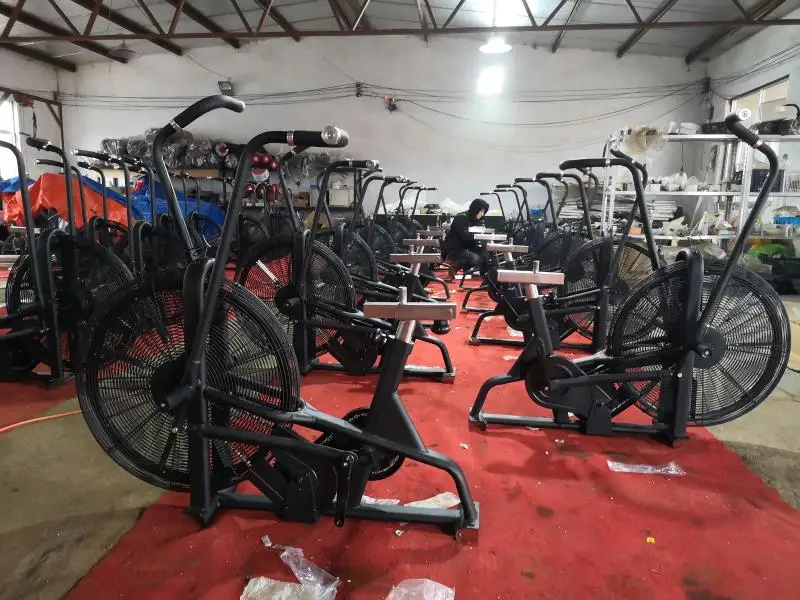 DeZhou OBISON gym exercises exercise Air Bike cardio Belt drive Displays time distance calories speed RPM and heart rate