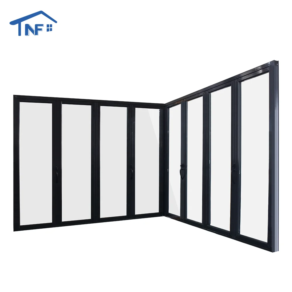 AS2047 Standard Residential Entry Doors Stacker Sliding Doors Double Glazed Horizontal Aluminium Accordion Doors Aluminium Alloy
