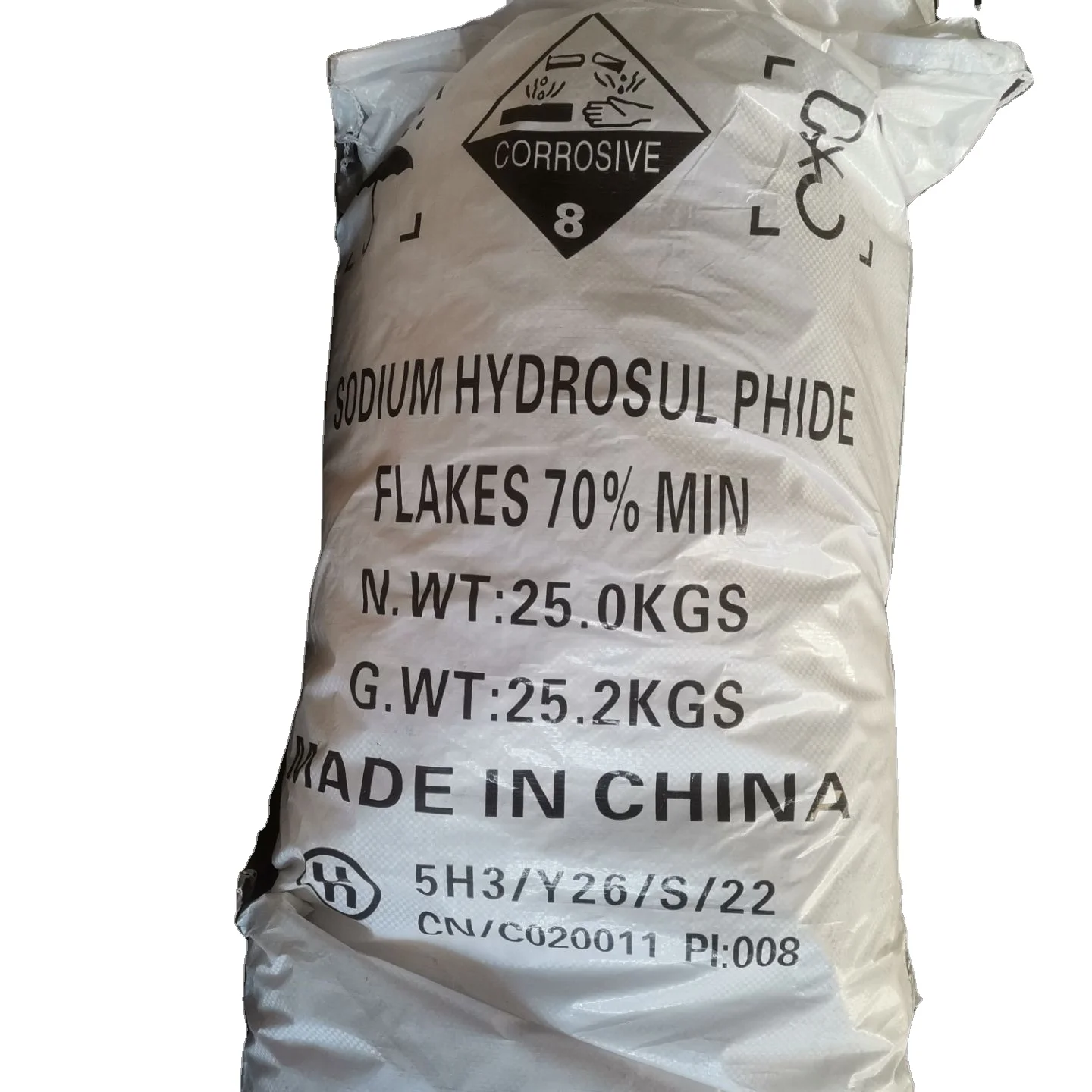 Гидросульфид натрия 70% с желтыми хлопьями от китайского производителя