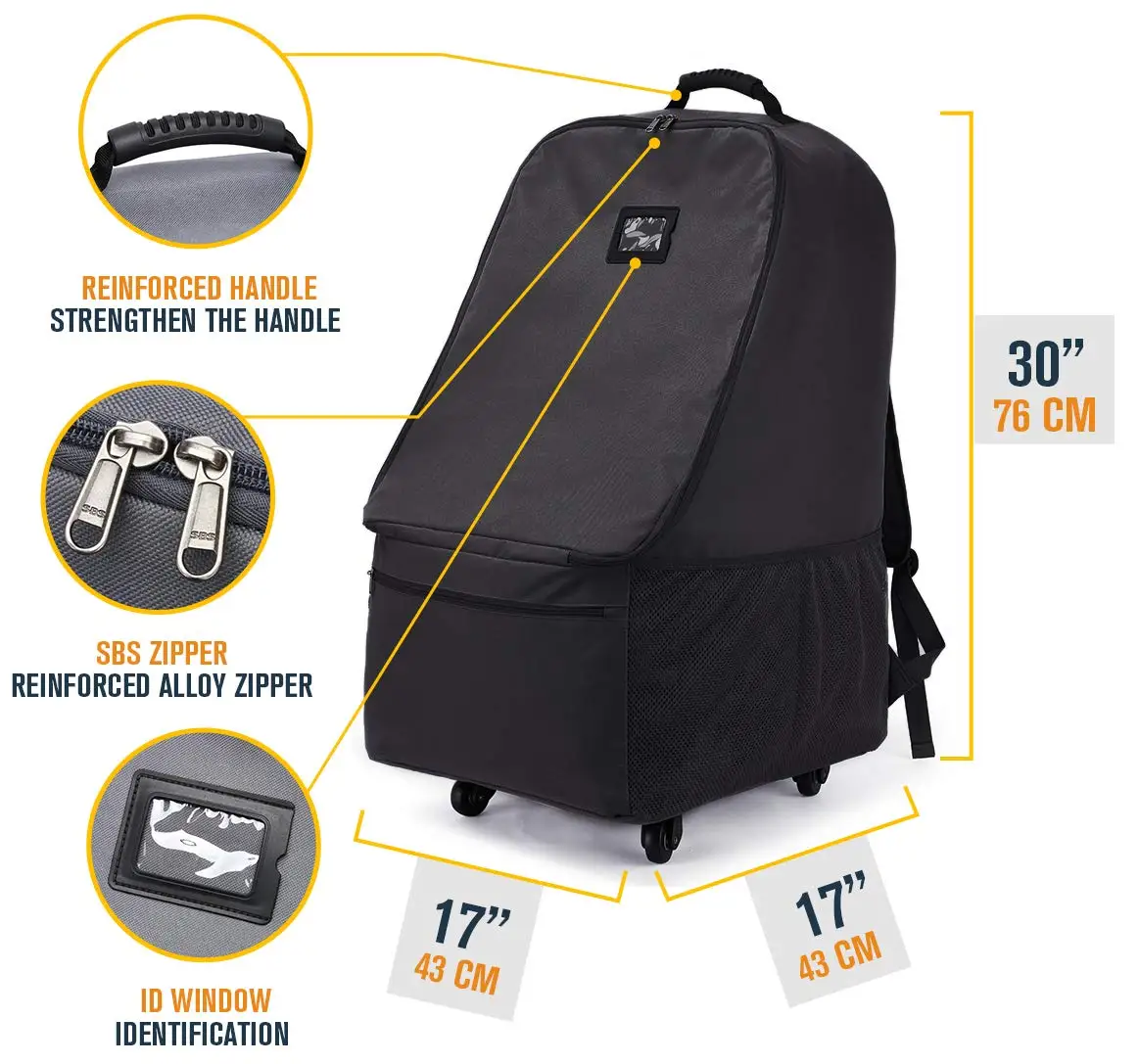 Travel Air Infant Carseat Cover With Wheels Baby Car Seat Travel Bag