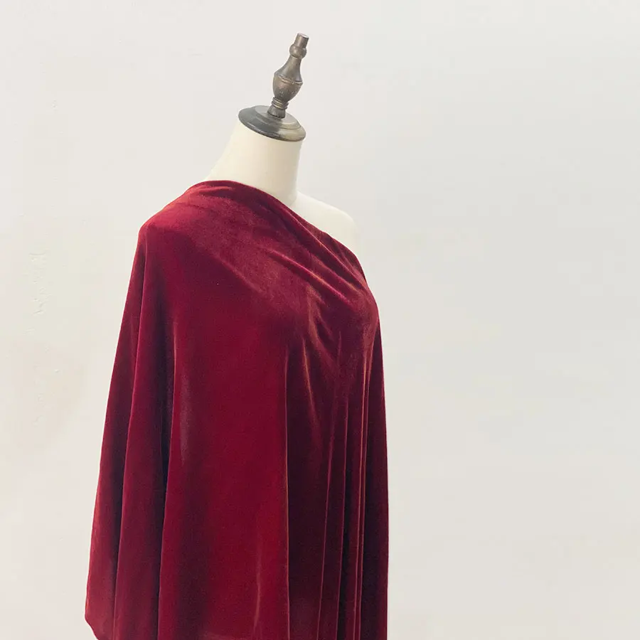 Manufacturer price shiny velour swansdown sand wash colorful soft plain pure 100 mulberry silk velvet fabric