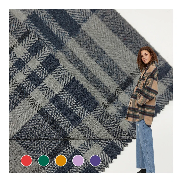 Soft Hand Feel TR Woven Check Shirt Fabric, Yarn Dyed Wool Polyester Spandex Check Fabric For Men Suiting/